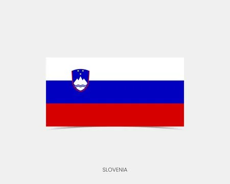Slovenia Rectangle flag icon with shadow. 스톡 일러스트