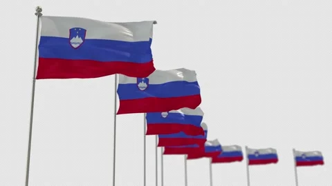 Slovenia Row Of Flags Animation Include Alpha Channel  Video stock 163474474