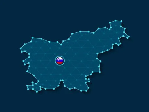Slovenia simplified vector map in a digital blue design Stock Illustration