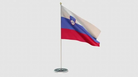 Slovenia Small Flag Pole Loops With Alpha Video stock 162631936