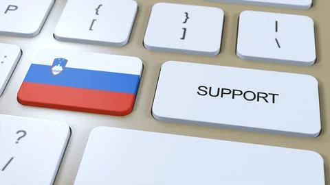 Slovenia Support Concept. Button Push 3D Illustration. Support of Country o.. Illustrazione stock