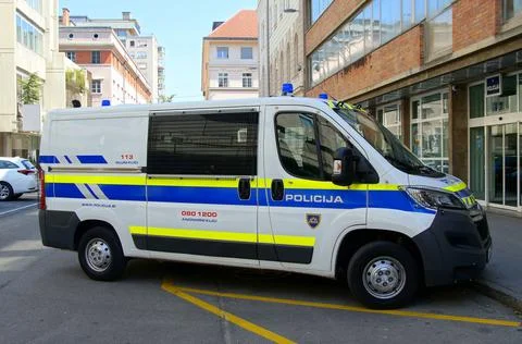 Slovenian National Police van Stock Photos