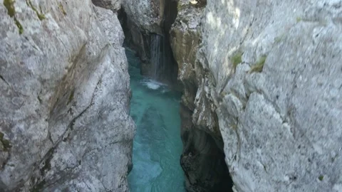 Slovenian waterfall between tocks Stock Footage 170600623