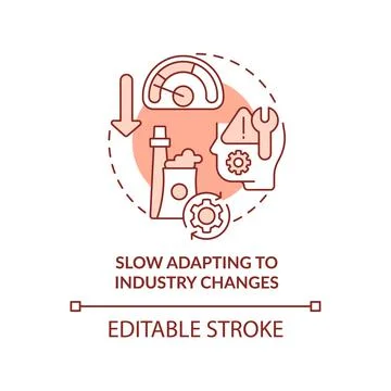 Slow adapting to industry changes red concept icon Stock Illustration