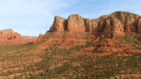 Slow, Aerial Push In on Red Mountains near Sedona, Arizona, USA Stock Footage 147234640