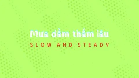 SLOW AND STEADY presented in Vietnamese isolated typography mask on white with s Stock Illustration