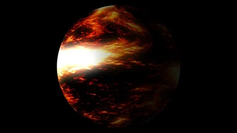 Slow Boiling Orange Red Brown Planet Sun Globe Alpha 2 Video stock 101959482