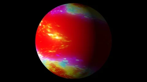 Slow Boiling Yellow Red Colorful Planet Sun Globe Alpha 1 Stock Footage 101681653