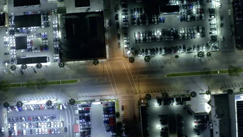 Slow Boom down and Rotate on Nearly Empty Intersection Stock Footage 131021766