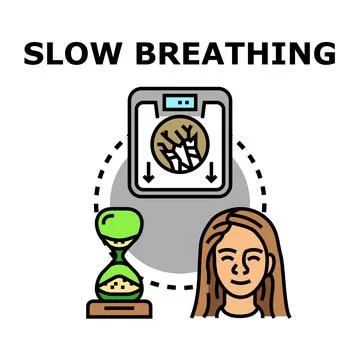 Slow breathing calming mind and body concept Stock Illustration