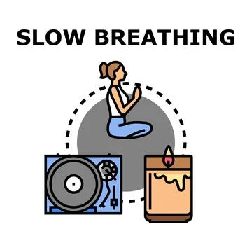 Slow breathing practice for relaxation and mindful meditation Stock Illustration