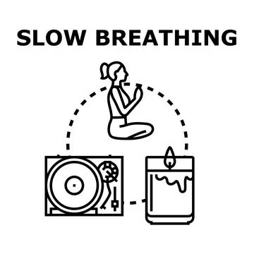 Slow breathing practice for relaxation and mindful meditation Stock Illustration
