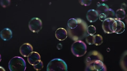 Slow bubbles on black background Stock Footage 93526841