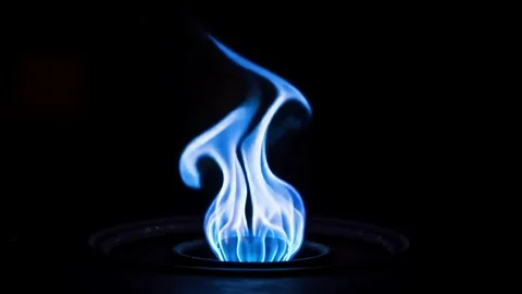 Slow Burning Blue Fire in Black Void Stock Footage 315143567