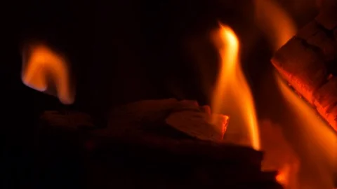 Slow Burning Wood Fire (loop) Stock Footage 98912145