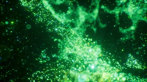 Slow camera drift through green sparkle field. Stock Footage 330062393