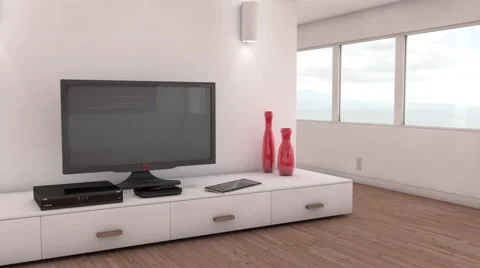 Slow camera move in modern loft with TV Stock Footage 62356654