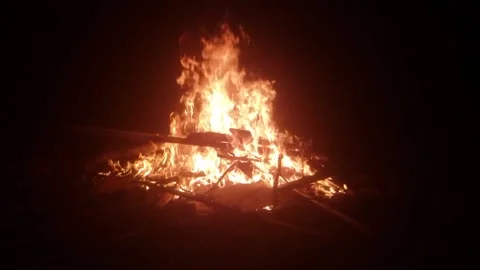 Slow Campfire Stock Footage 144707660