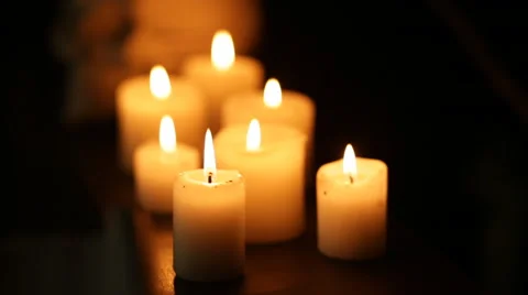 Slow from candles to skull Stock Footage 68052409