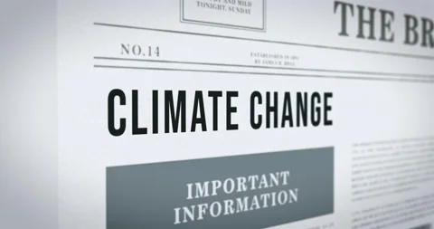 Slow changing climate change headlines press articles around the world Stock Footage 169474066