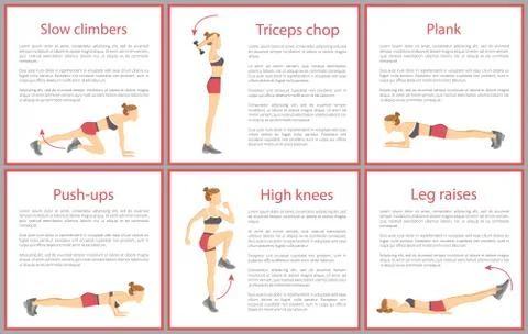 Slow Climbers Plank Posters Vector Illustration Stock Illustration