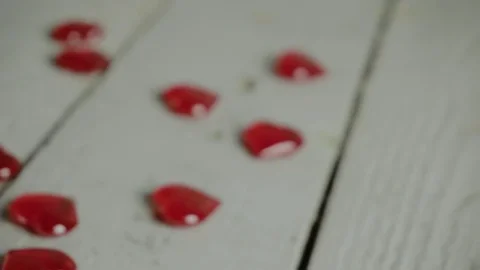 Slow close-up slide shot of red candle in lantern with love text on it. Stock-Footage 85272605