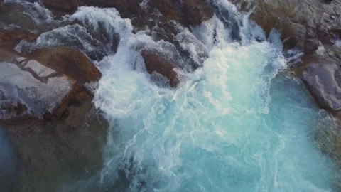 Slow Closeup Creek Flyover Stock Footage 163486557
