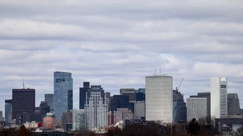 Slow Clouds Over Boston's Financial District Stock Footage 127387798