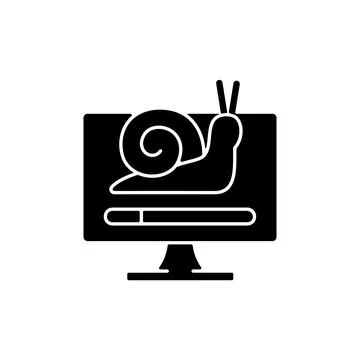 Slow computer black glyph icon Stock Illustration