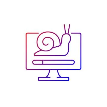 Slow computer gradient linear vector icon Stock Illustration