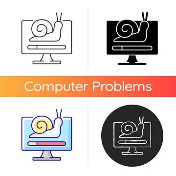 Slow computer icon Stock Illustration