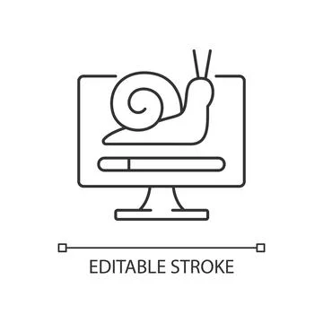 Slow computer linear icon 스톡 일러스트