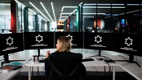 Slow Computer System Update At Night Stock Footage 306318153