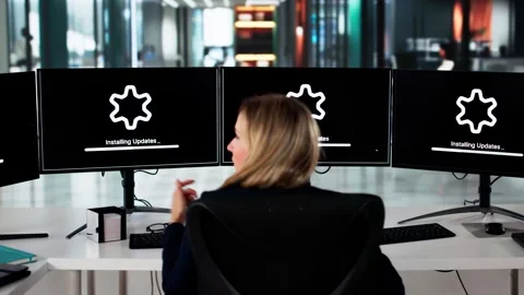 Slow Computer System Update At Night Stock Footage 308745463