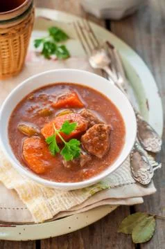Slow Cooked Beef Stew with Vegetables Stock Photos
