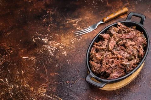 Slow Cooked Pulled Beef, Traditional meat rubbed with spices and smoked. br.. Stock Photos