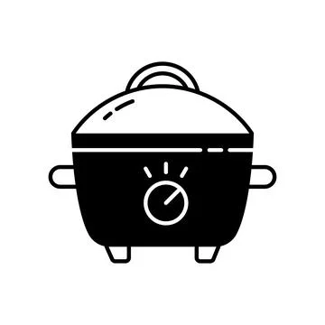 Slow cooker black linear icon Stock Illustration