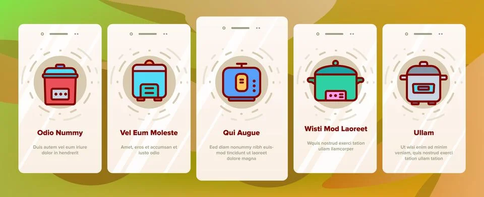 Slow Cooker Elements Collection Vector Onboarding Stock Illustration