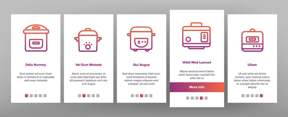 Slow Cooker Elements Collection Vector Onboarding Stockillustratie