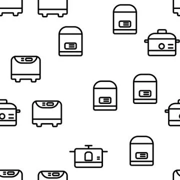 Slow Cooker Elements Seamless Pattern Vector 스톡 일러스트
