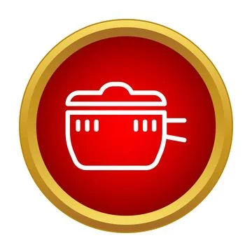 Slow cooker preparing food inside red button icon Stock Illustration