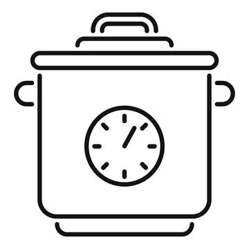 Slow cooker with timer showing cooking time icon Illustrazione stock