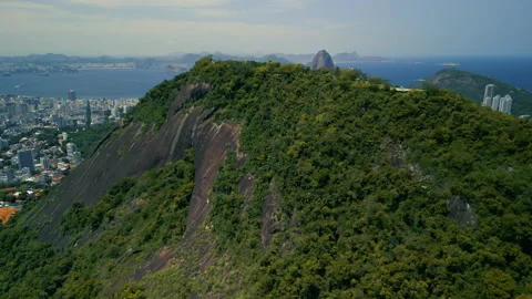 Slow Crane Over Mountain Top, Revealing Sugarloaf Mountain, 4k Stock Footage 240045009