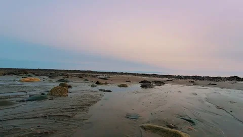 Slow Crawling Shot Over The Atlantic Ocean Floor During Low Tide Stock Footage 255335739