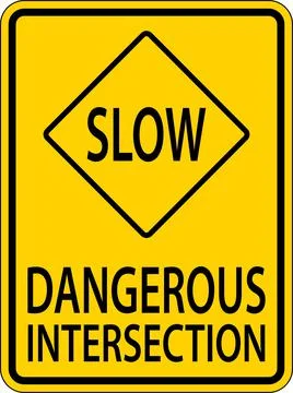 Slow Dangerous Intersection Sign On White Background イラスト素材