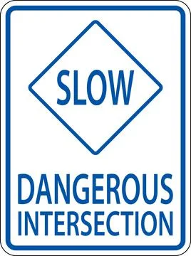 Slow Dangerous Intersection Sign On White Background Illustrazione stock