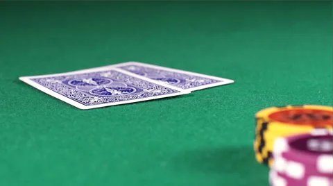 SLOW: Dealer throws a pair of a playing cards Stock Footage 58606180