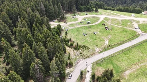 Slow Descending Drone Approach Toward Dense Forest Vídeo Stock 337969335