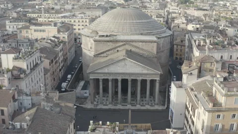 Slow Descent Over Rome's Pantheon: Aerial View Stock Footage 304998832