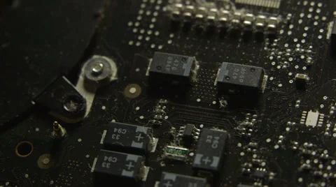 Slow Dolly Macro Computer Board and Circuitry Stock Footage 35254593